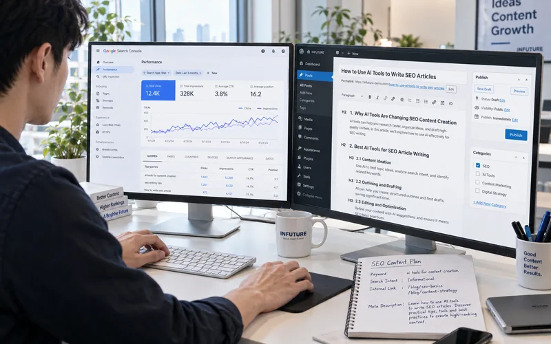 SEO 文章工作情境示意