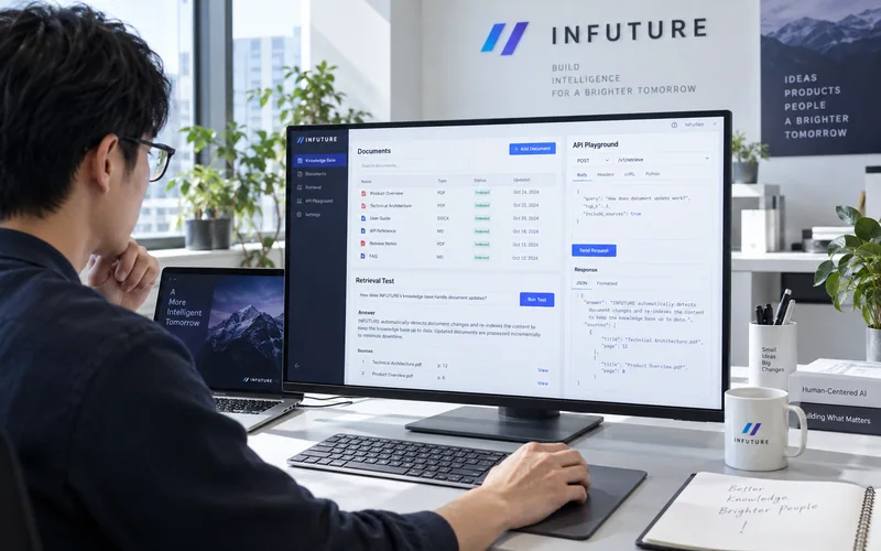 AI 知識庫工作情境示意