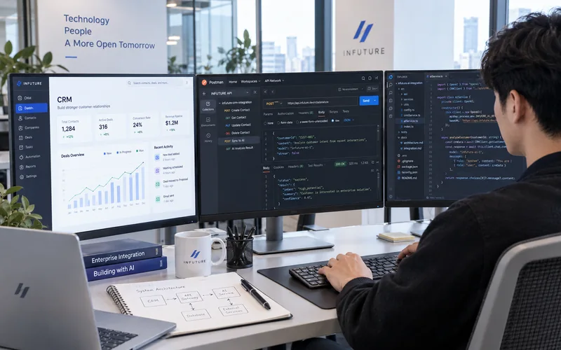 LINE / CRM / API工作情境示意